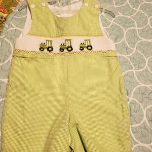 Boys 18mo smocked Tractor outfit